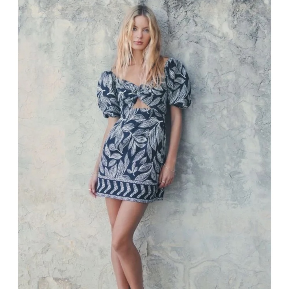 Dynamite Clothing Paloma Mini Dress in black leaf